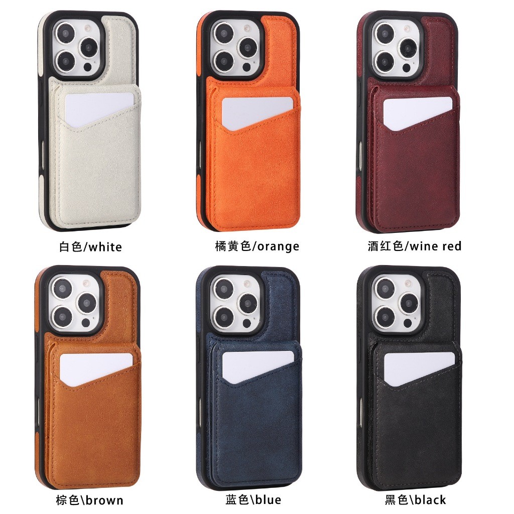 Dompet Kulit Magnetik Lepas Pasang untuk iPhone 17 16 15 14 Plus 13 Pro Max dengan Slot Kartu Kredit