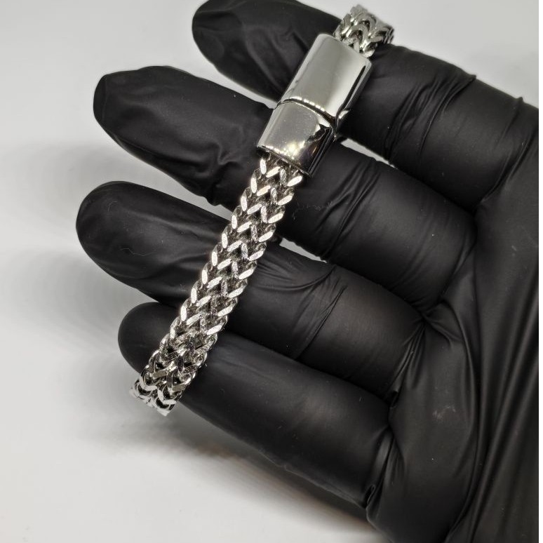 Gelang Strap Rantai Ganda 8.5mm Pria Titanium Steel