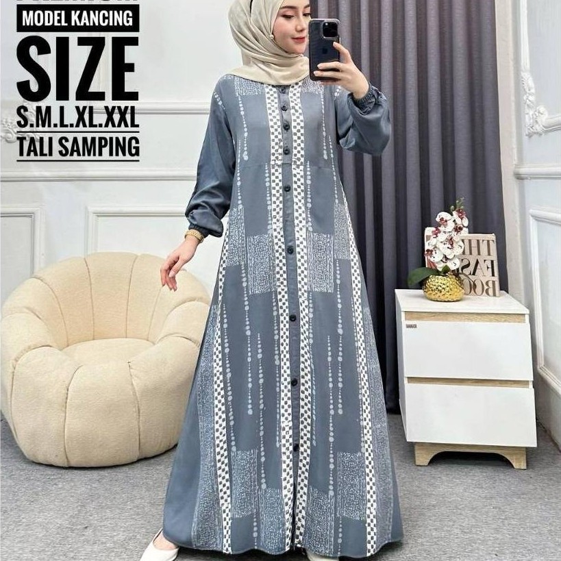 Terbaru Batik Usman - Gamis Twill Rayon Premium Model Kancing Terbaru Jumbo Syari Kekinian Batik Cap