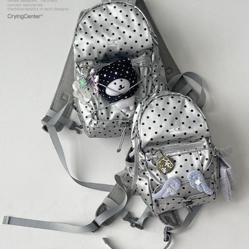 CRYING CENTER SILVER POLKA DOT BAG