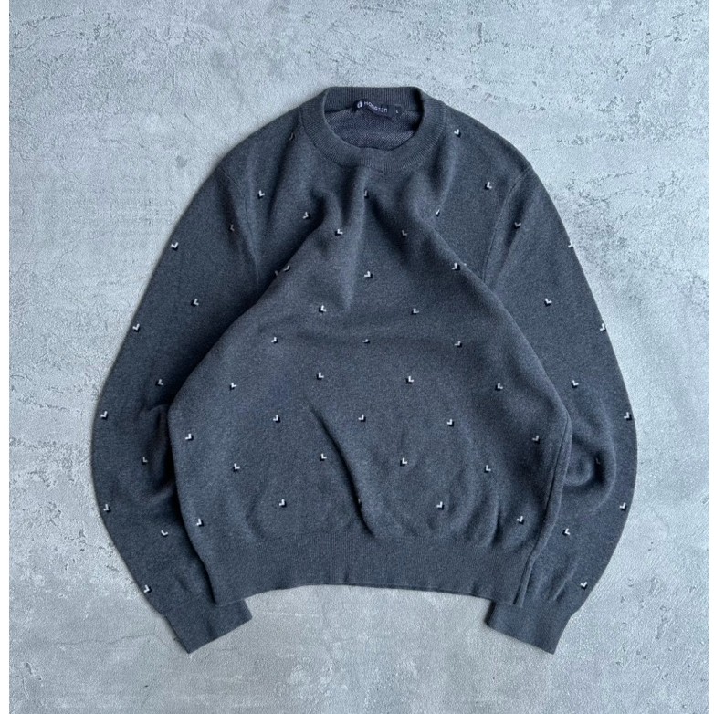 Hangten knitwear vintage basic pattern grandpa sweater old money fashion jumpers streetwear clean ou