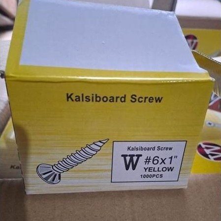1000 pcs sekrup kalsiboard grc merk W ukuran 6x3/4 dan ukuran 6x1