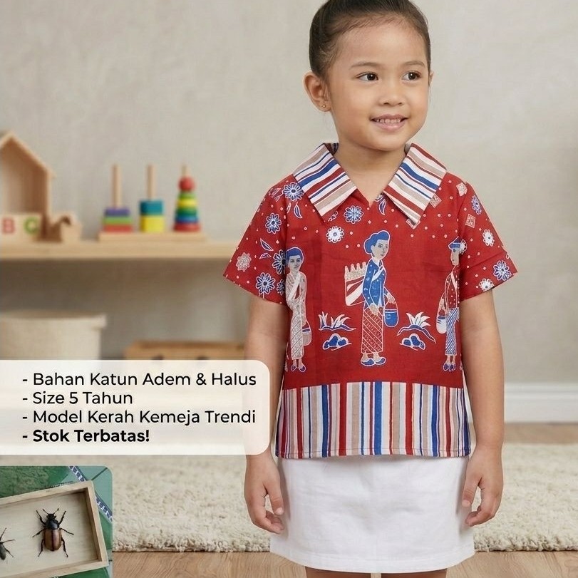 atasan batik anak perempuan lucu.batik anak perempuan motof jamu gendong.blus batik anak perempuan