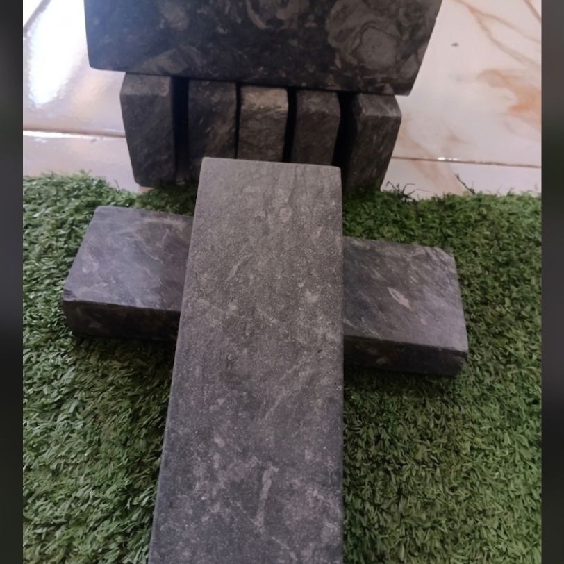 Batu asahan asli alam blek stone, pengasah pisau, asahan cepat tajam, permukaan kasar,