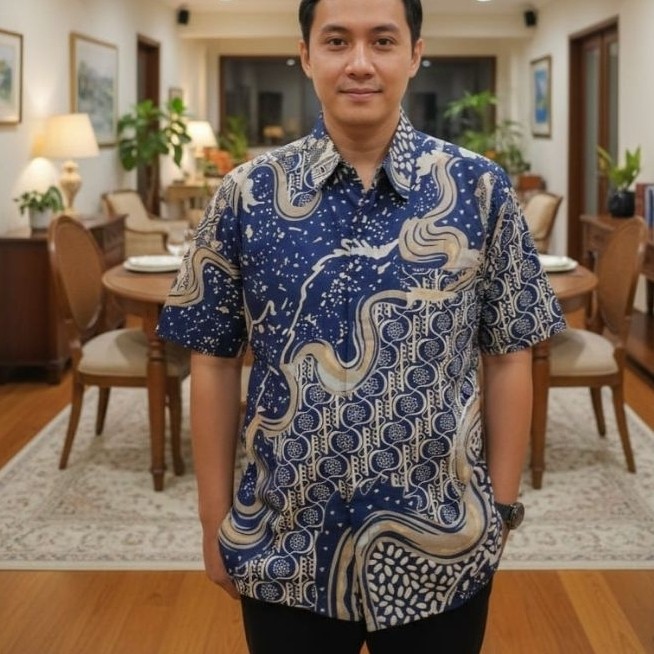 Baju batik pria modern no puring bahan adem