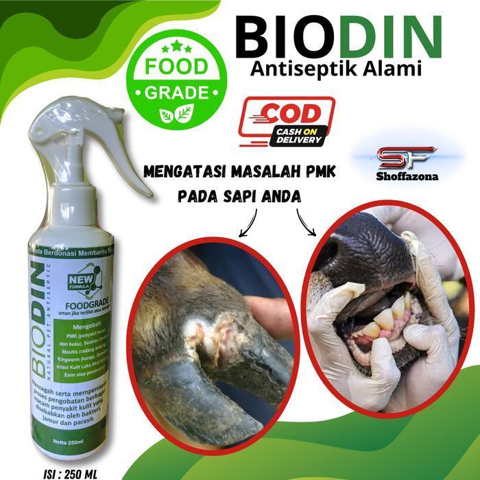 BIODIN OBAT PMK SAPI SCABIES KUCING ANJING KELINCI BOROK KAMBING 250ML - BIOLIQ