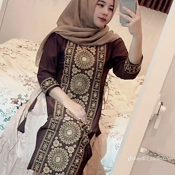 Gamis Hindi Lidah Mahogany bordir betseller