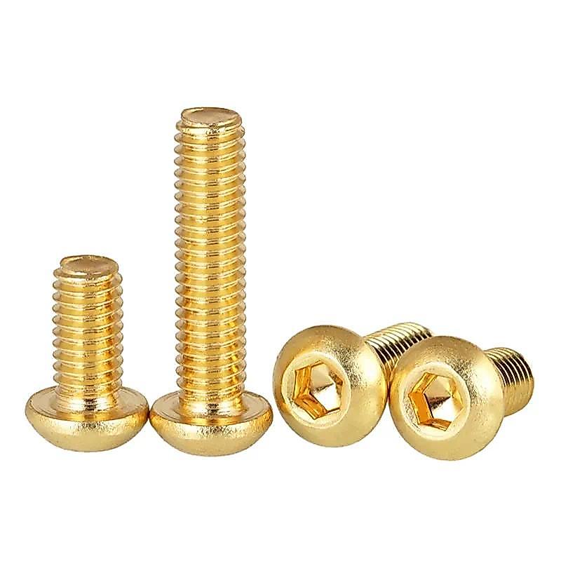 10pcs Grade 129 Half Round Head Plating Titanium Gold Hex Screw M2 M25 M3 M4 M5 Iso7380 Hex Socket S