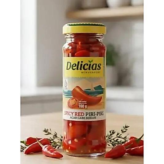Delicias Agrucapers Spicy Red Piri Piri Peppers Acar Cabe Cabai Merah Spanyol