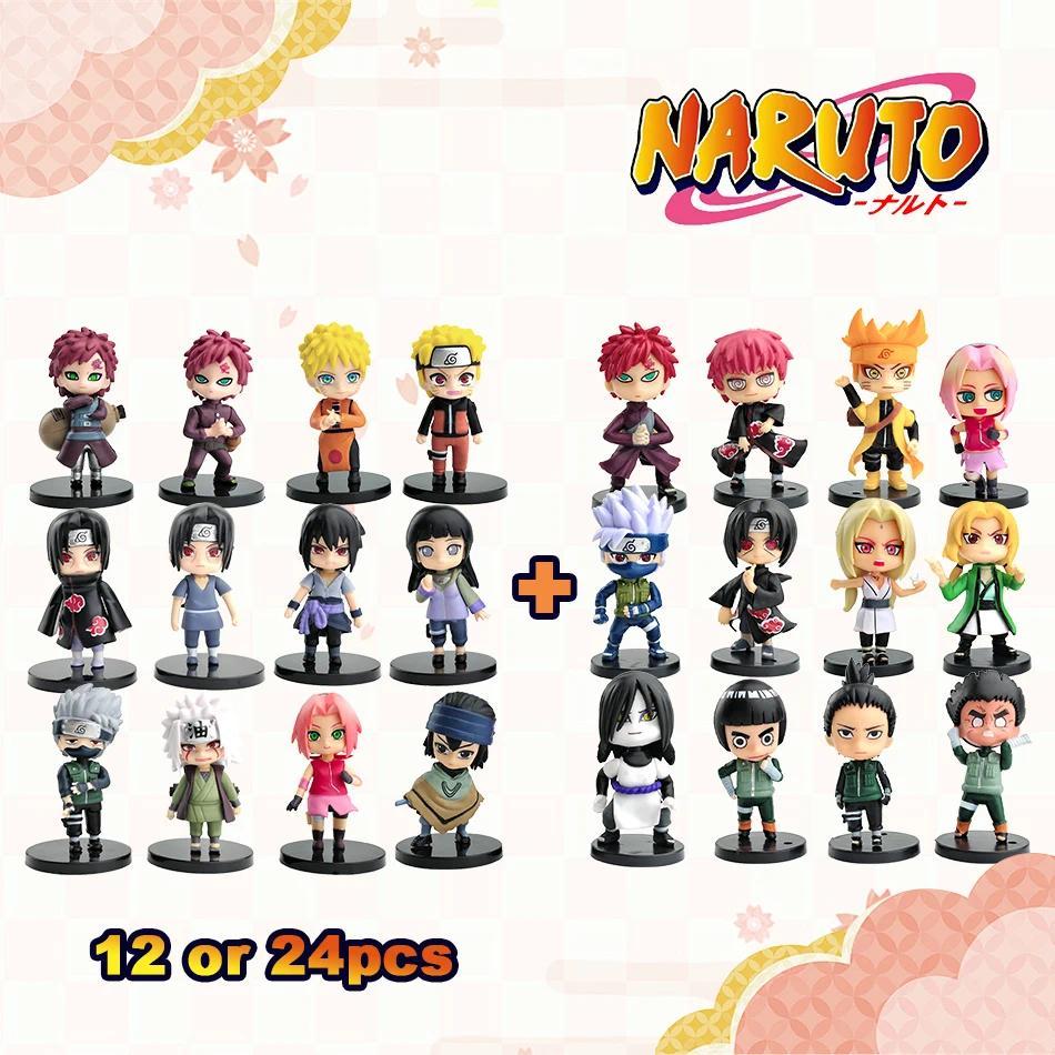 12/24Pcs/Set Figur Anime Naruto Shippuden Hinata Sasuke Itachi Kakashi Gaara Mainan Figur Versi Q Bo