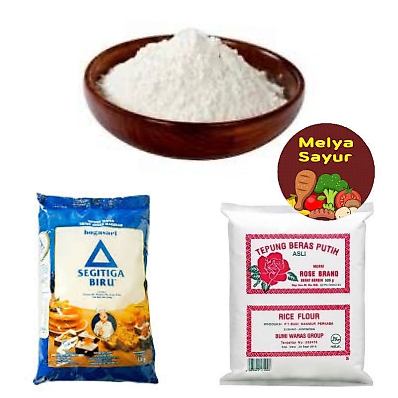 Tepung terigu segitigu biru 1kg /  Sagu curah / tepung beras rose brand - melyasayur