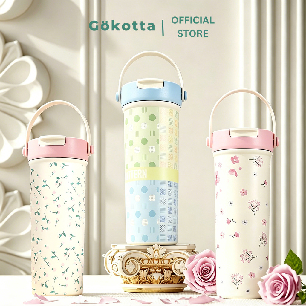 GOKOTA Tumbler Pastel Dengan Sedotan/ Tumbler Aesthetic/ Tumbler Anti Tumpah Stainless Steel