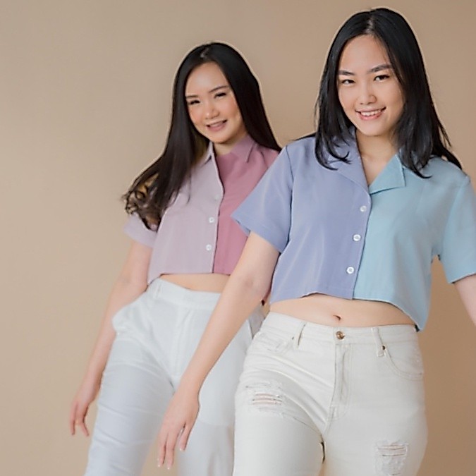 Dalmi - Koa Shirt | Kemeja Kantor Trendy Wanita Two Tone