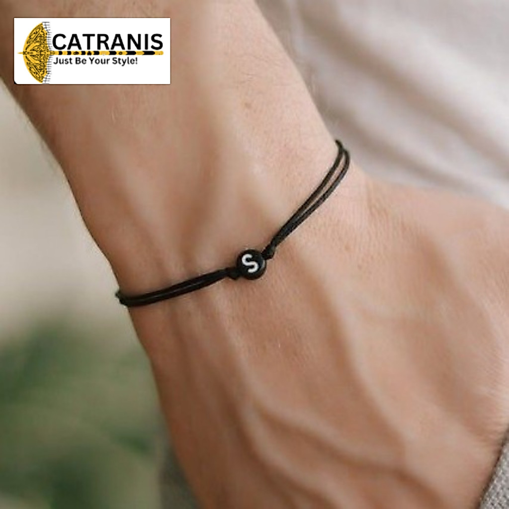 Gelang Huruf Gelang Inisial Gelang Huruf Bulat Hitam Gelang Tali Korea Waterproof