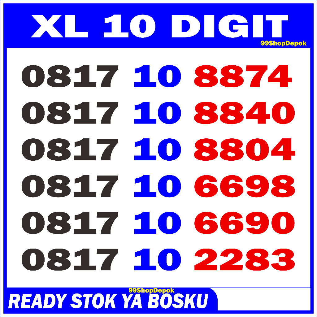 Nomor Cantik XL 10 DIGIT, XL 0817 10 88xx, Kartu Perdana Nomer Cantik XL 4g 5g 10 ANGKA 0817 10 66xx