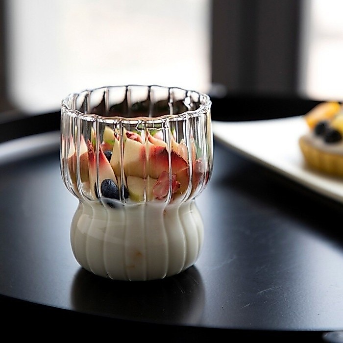 Gelas Cup Kaca Unik estetik Oatmeal Dessert Pudding Crystal Glass
