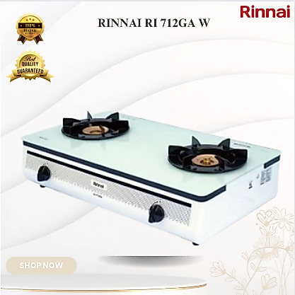 RINNAI KOMPOR GAS 2 TUNGKU RI 712GA W - WHITE/RI-712GAW/ RI712GAW/RI 712 GA W/712GAW/ 712GA