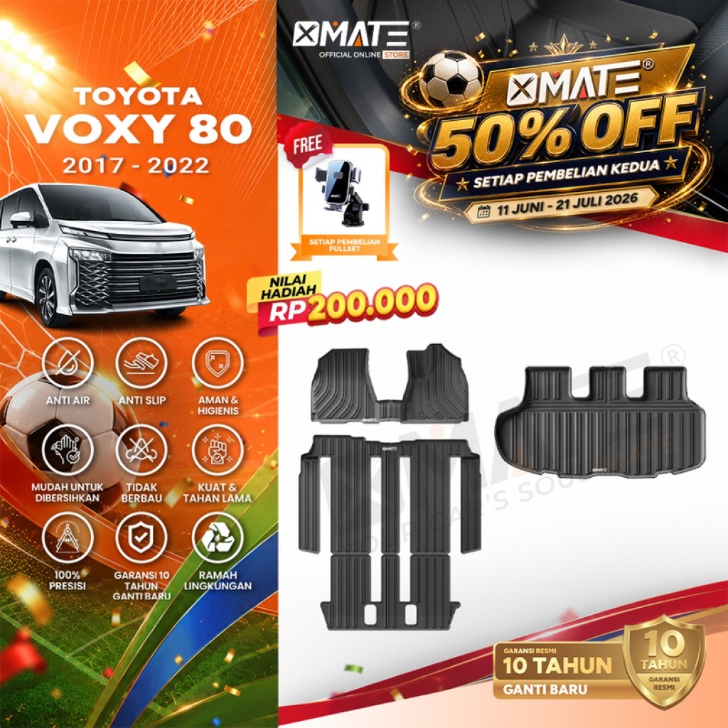 Xmate Karpet Mobil Toyota Voxy 80 2017-2022 Bahan TPE Premium 100% Presisi, Plug and Play, Anti Air,