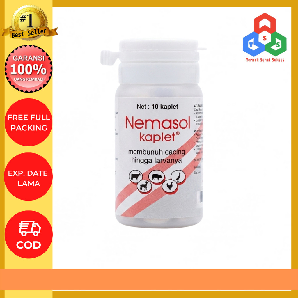 Nemasol 10 Kaplet - Obat Cacing Sapi Kambing Babi Unggas Kerbau Kuda