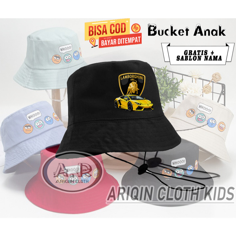 Redmerch // Topi bucket anak motif mobil lamborghini