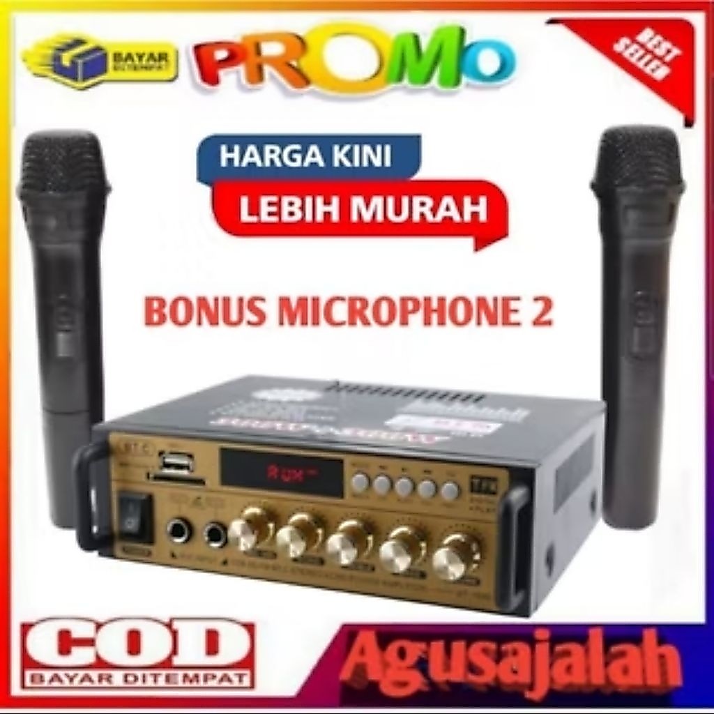 Amplifier Bluetooth Karaoke 600W dengan Radio FM dan USB
