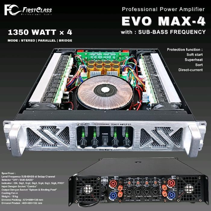 Professsional Power Amplifier 4 Channel Firstclass EVO MAX 4 | EVO MAX4 Power Amplifier Dengan SUB B