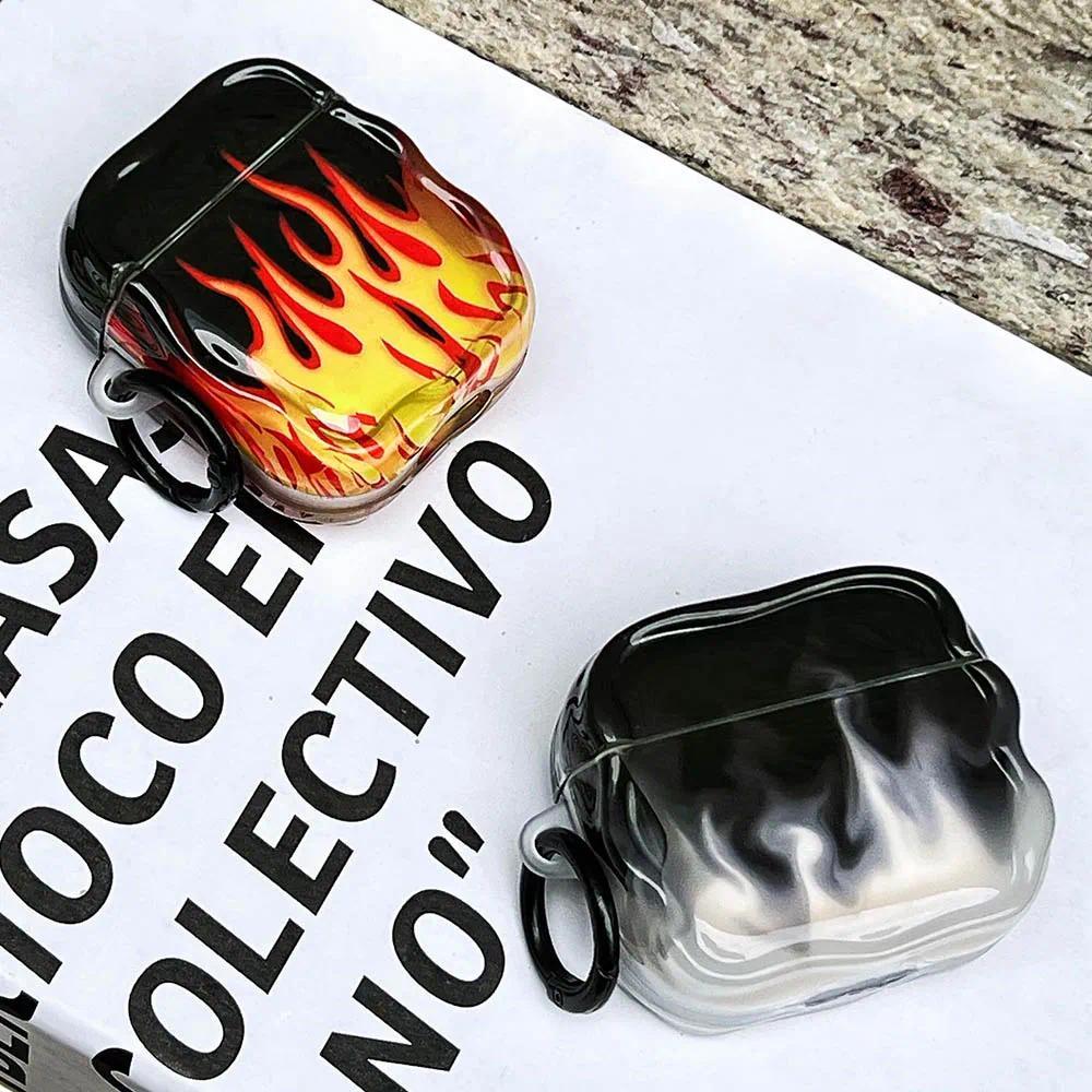 inviduality Flame Smoke Wavy Earphone Case With Keyring Wireless Headset Protective Shell For AirPod