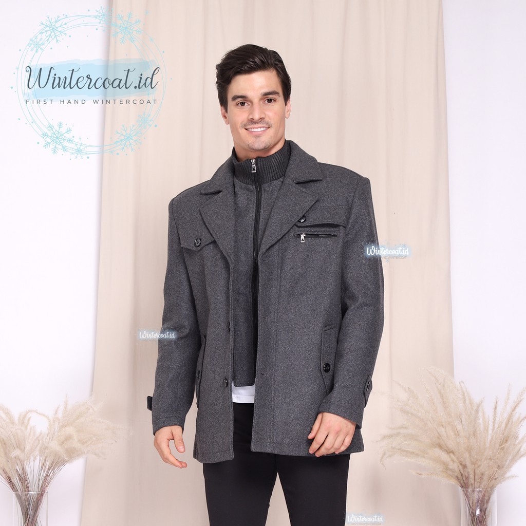 XAVIER Men Wool Coat GRAY L-7XL Winter Mantel pria cowok musim dingin big size jumbo plus size