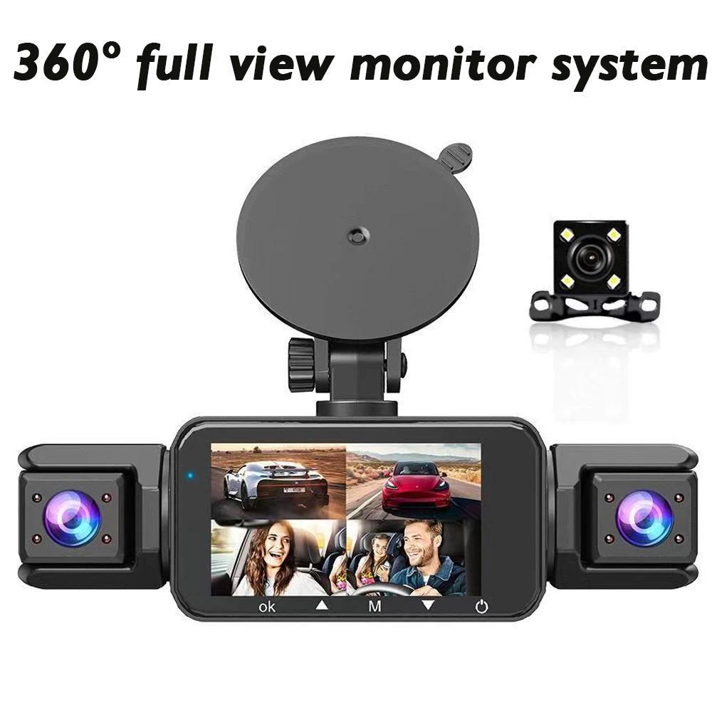 Dash Cam 4 Lens Car DVR WiFi 3.0'' IPS Night Vision G-Sensor Wide Angle Recorder With 128GB SD Card