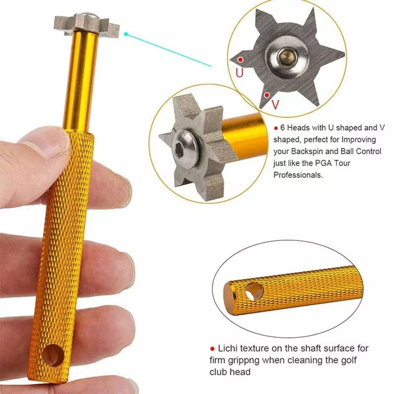 Golf Groove Sharpener Cleaner 6 Sisi Untuk Groove Model U dan V