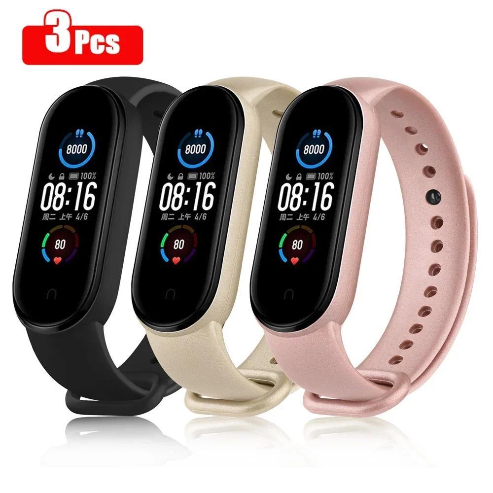 3pcs Tali Silikon Lembut Untuk Xiaomi Mi Band 6 5 Amazfit Band 5 Gelang Jam Tangan Olahraga Tahan Ai