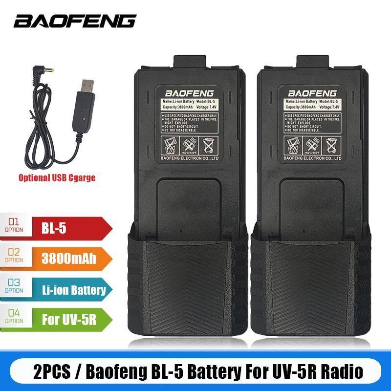 BAOFENG UV-5R Battery For Pofung UV5RA UV-5RE DM-5R Plus BF-F8 RT-5R Walkie Talkie BL-5 Battery 3800