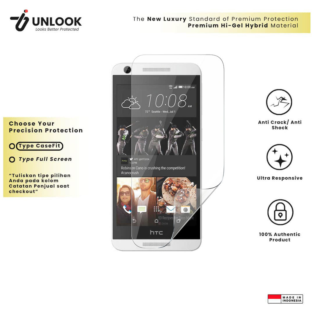 UNLOOK Hi-GEL HYBRID Hydrogel+ Hydro Film for HTC Desire 626s, Desire 626, Desire 620, Desire 616, D