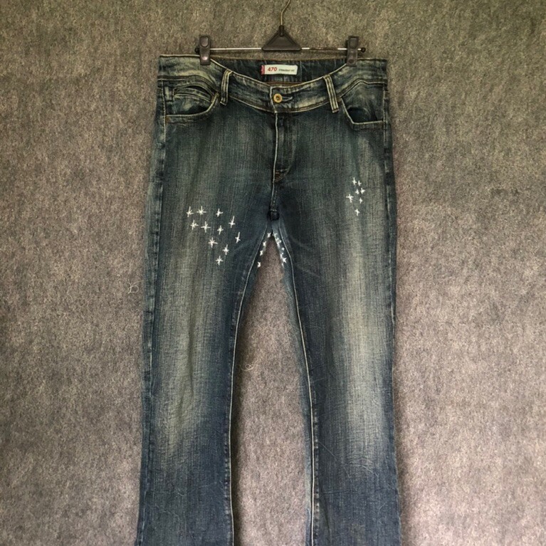 Celana Jeans Levi’s Rework 470 custom hand made sashiko Original High Waist Vintage Fit Premium stra