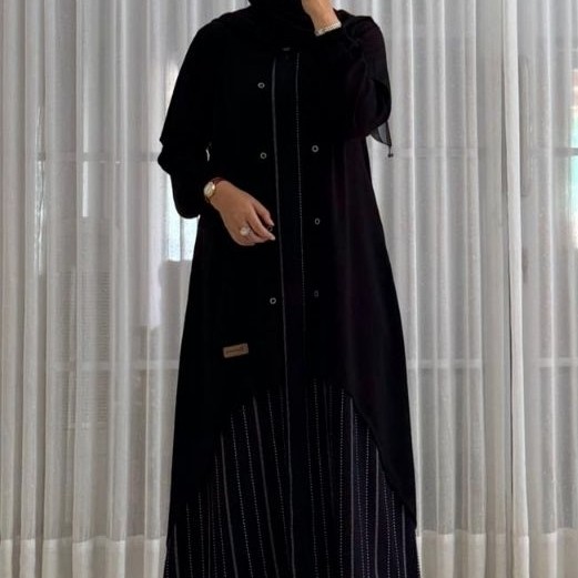 Busana muslimah Dress Cardi Hitam By Nadheefa