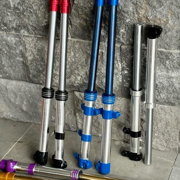 SHOCK DEPAN AS 26mm BLUE RAINBOW TWONE CROM GOLD BOTTOM MIO SUPRA KPH MX BEAT FREE REQUEST POTONG AS
