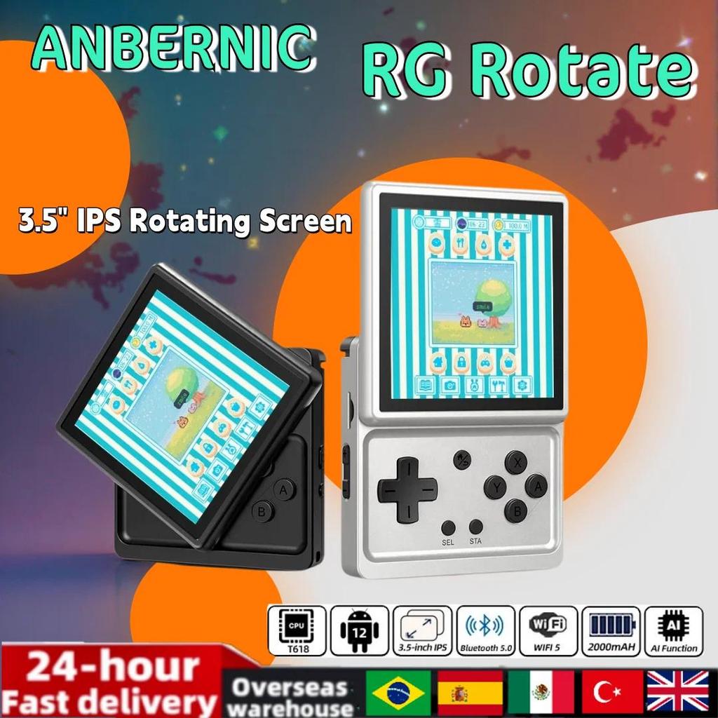 ANBERNIC RG Rotate Retro Handheld Game Console Android 12 3.5“ IPS Rotating Screen T618 Game Emulato