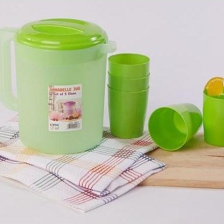 Majuterus- Annabelle Jug Infused Set Plus 5 Glass Hijau Lime
