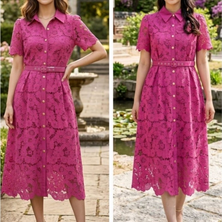 Dress Lace Brokat Import Premium 71357/Kancing Emas Full Furing/Rumahbutikbellicia
