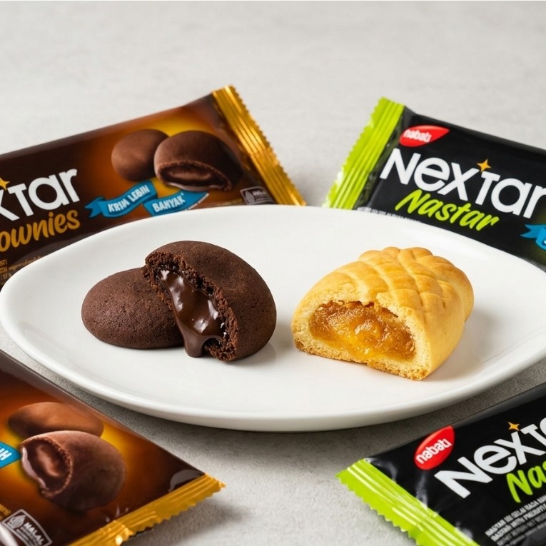 Nabati Nextar Lembut coklat 27 gram Biskuit kue 2000an Nastar Cookies Krimero star Brownies Strawber