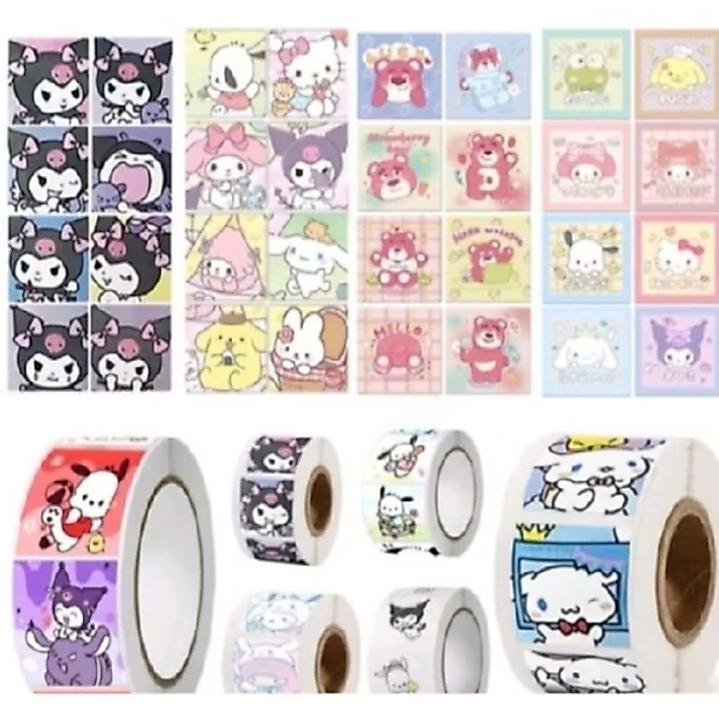 KS 500 pcs Stiker Roll Sanrio Kartun Lucu / Stiker Roll Label Karakter Lucu / Stiker Untuk Dekorasi 