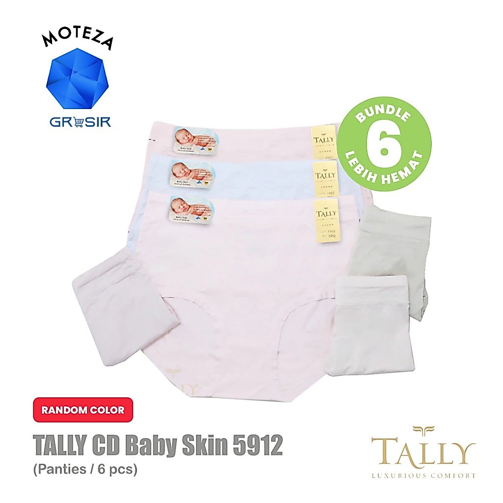 Grosir [6 pcs] [12 pcs] Tally 5912 CD Celana Dalam Wanita Baby Skin Big Size Jumbo | Stretch | Free 