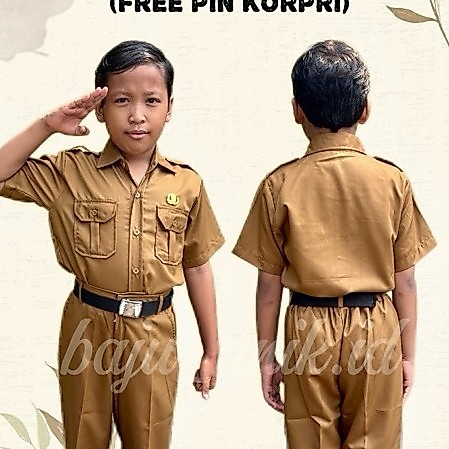 NEW GRATIS PIN KORPRI/ BAJU PNS PEMDA GURU LAKI-LAKI BAYI TK SD/Seragam PNS Anak/Kostum ASN