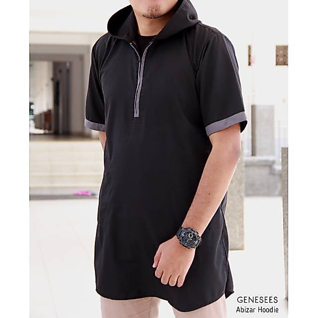 Kurta Hoodie Pria Dewasa | Kurta Abizar | Kurta Hoodie Lengan Pendek