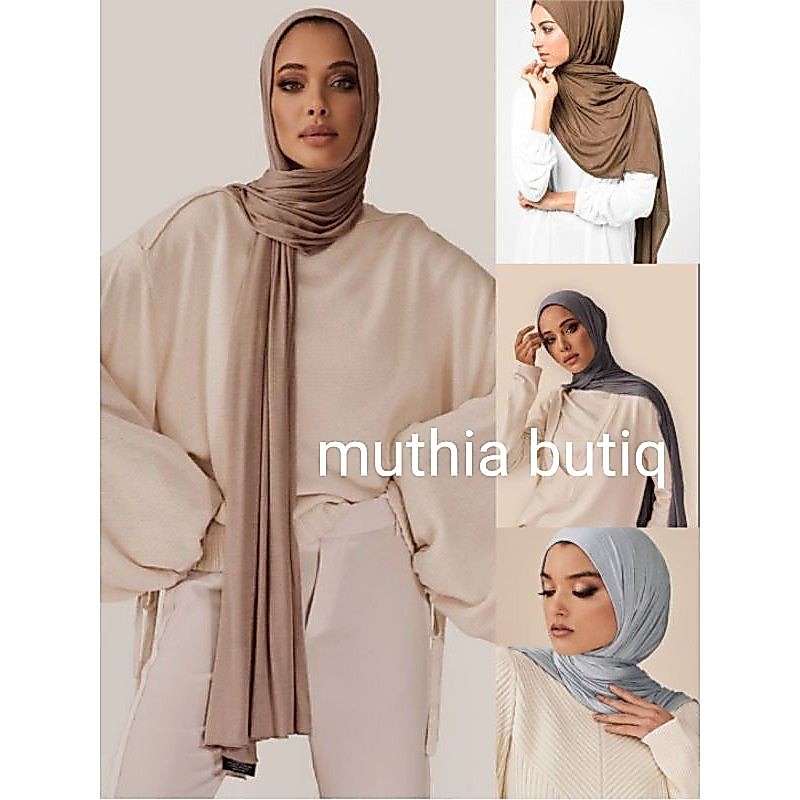 Pashmina Kaos Polos, Pashmina Kaos Turki, Jahit Tepi, Bahan Kaos Rayon SUPER PREMIUM.