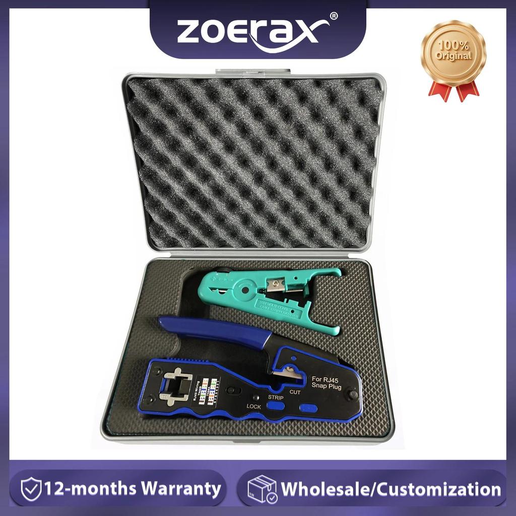 ZoeRax RJ45 Crimp Tool Pass Through Crimper Cutter for Cat6a Cat6 Cat5 Cat5e 8P8C Modular Connector 
