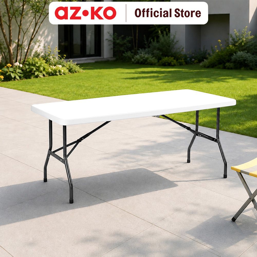 AZKO Krisbow Meja Lipat 152 cm - Putih Meja Serbaguna Folding Table Multifunctional Foldable Desk Pi