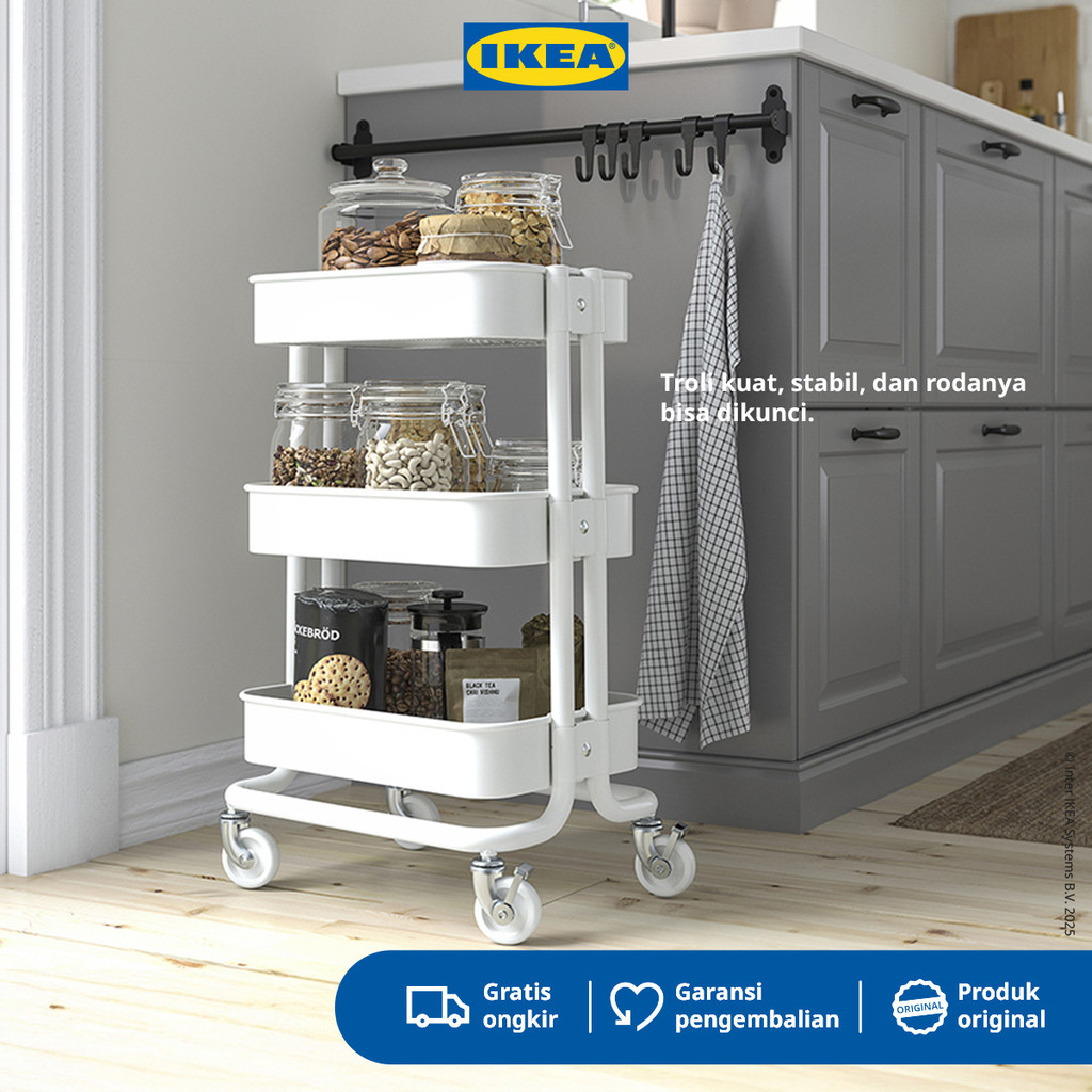 IKEA RASKOG Troli Dapur dengan 3 Rak Serbaguna