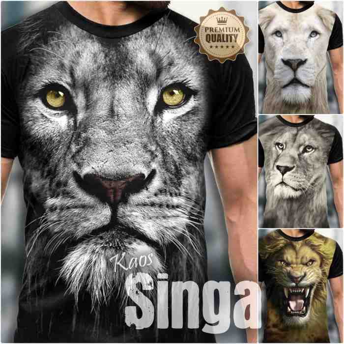 Kaos SINGA 3D Baju Kaos Tshirt Gambar SINGA HARIMAU MACAN Distro Lion Tshirt Keren Premium Kaos Dewa