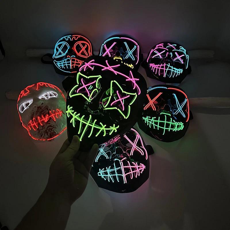 Multi Style Glowing LED Purge Mask Professional Wireless Luminous Party Mask Flashing Decorative Hea